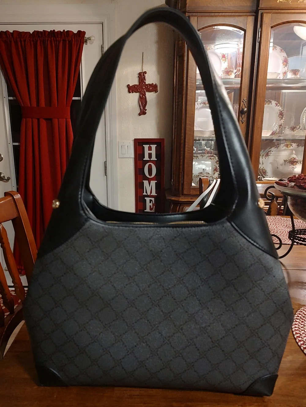 Nine West Gray and Black Shoulder Hobo Bag